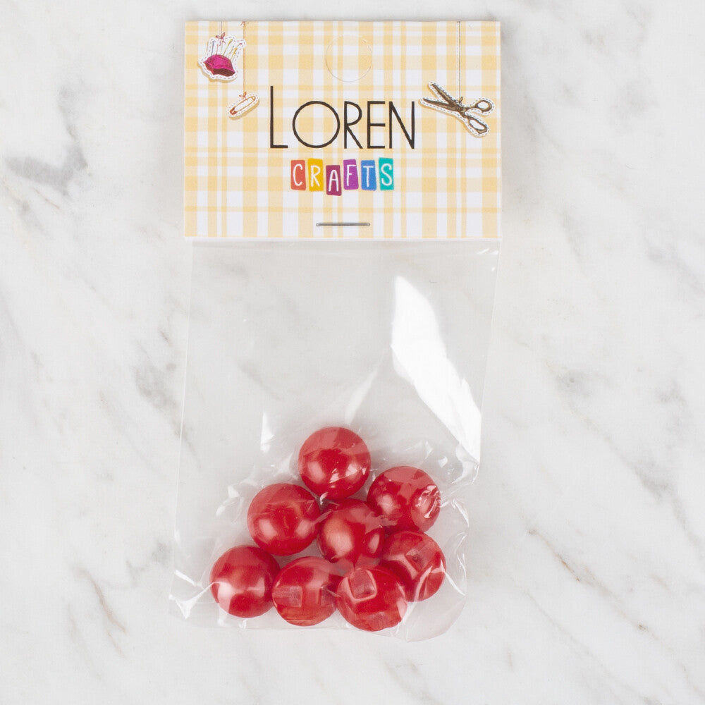 Loren Crafts 8'li Kırmızı Düğme - 48